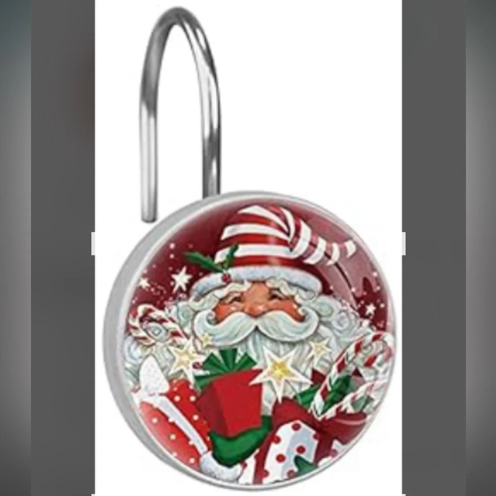 Santa Shower Curtain Hooks Rust Resistant Stainless Steel Shower Hooks 12